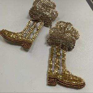 Gold Cowboy Boots & Hat Felt Earrings